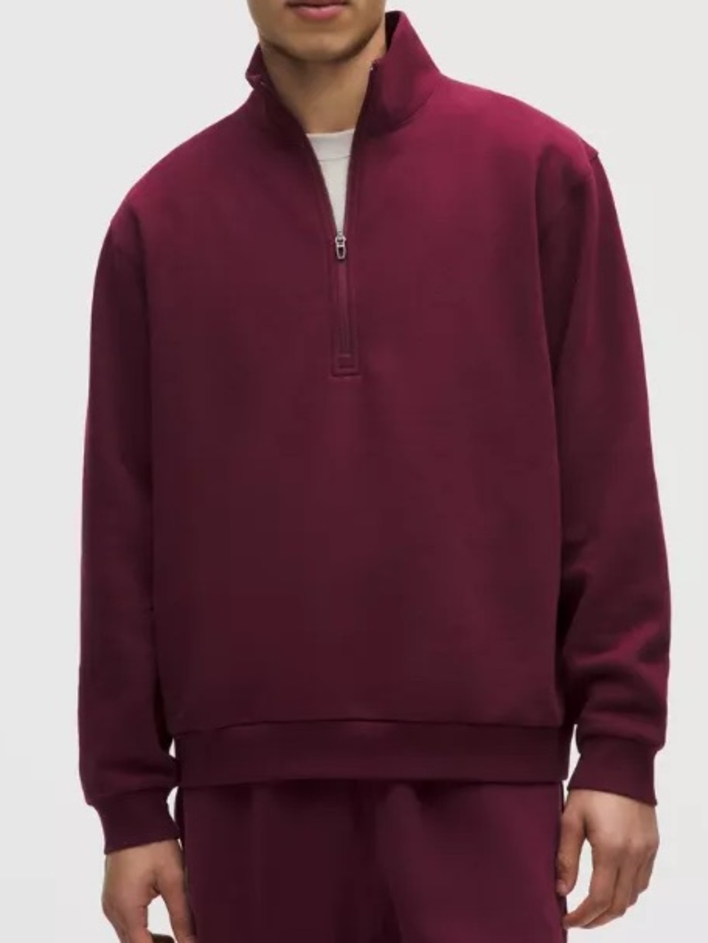 Lululemon Steady‎ State Half Zip Pullover Sweatshirt XL Garnet Cotton Fleece